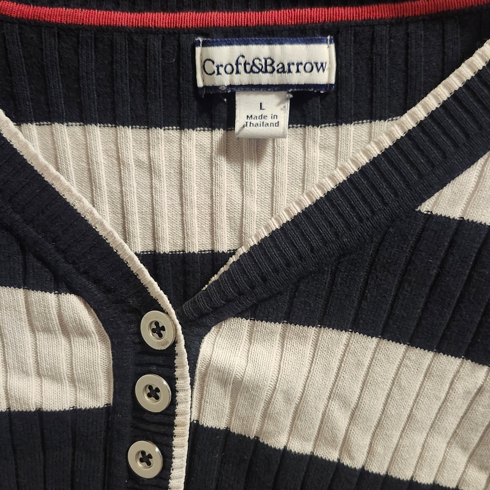 Nautical Blue and White Striped Sweater - Picture 3 of 4